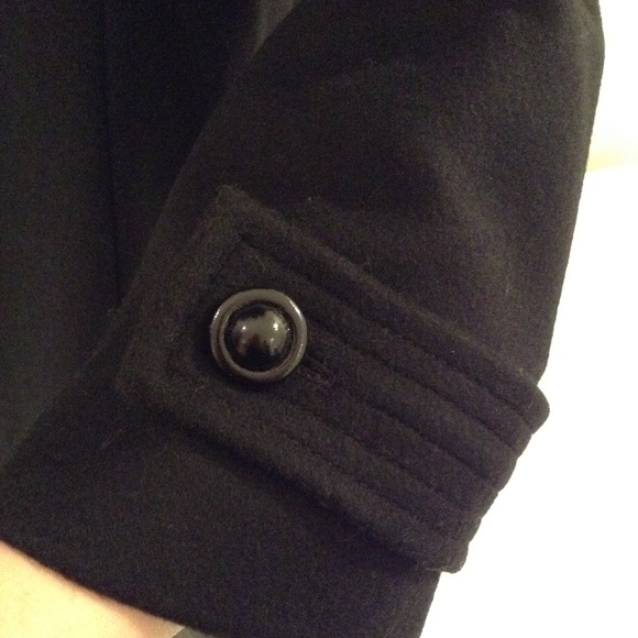 Last Chance for this COAT VIA BLACK WOOL PEA COAT A-LINE DOUBLE BREASTED 6 - Picture 4 of 7